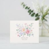 Invitation Pastel Flowers Watercolor Wedding Thank You Card (Debout devant)
