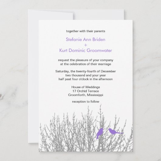 Invitation Pastel foncé violet élégant Mariage d'hiver do-it- (Devant)