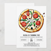 Invitation Pastel Foodie Pizza Anniversaire (Devant / Derrière)
