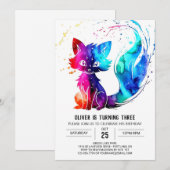 Invitation Pastel Forest Fox Digital Boy Anniversaire (Devant / Derrière)