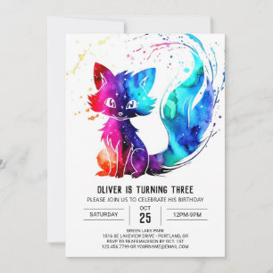 Invitation Pastel Forest Fox Digital Boy Anniversaire