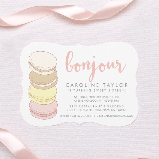 Invitation Pastel French Macarons Sweet sixteen