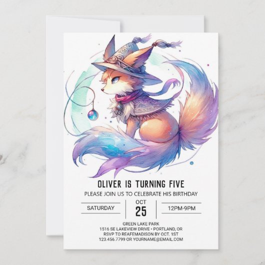 Invitation Pastel Fun Fox Anniversaire (Devant)