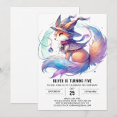Invitation Pastel Fun Fox Anniversaire (Devant / Derrière)