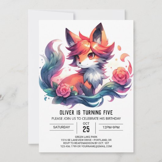 Invitation Pastel Fun Fox Anniversaire (Devant)