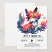 Invitation Pastel Fun Fox Anniversaire (Devant / Derrière)
