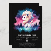 Invitation Pastel Fun Lion Anniversaire (Devant / Derrière)