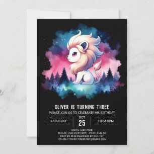 Invitation Pastel Fun Lion Anniversaire