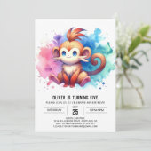 Invitation Pastel Fun Monkey Anniversaire (Debout devant)