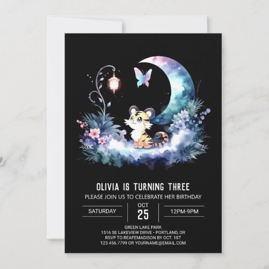 Invitation Pastel Fun Tiger Anniversaire (Devant)