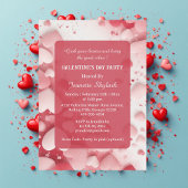 Invitation Pastel Galentine's Day Party Hearts Modern Ivory 