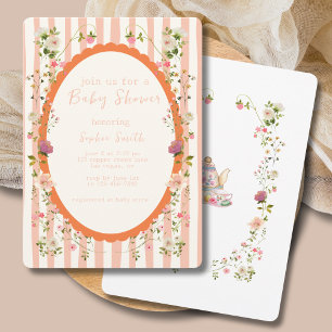 Invitation Pastel Garden Baby shower Whimsical Wreath