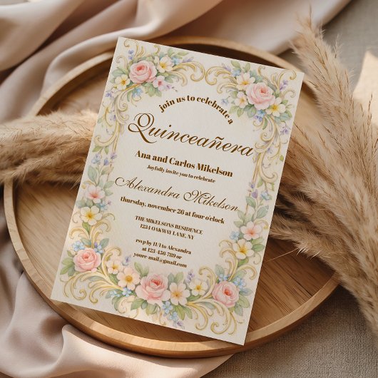 Invitation Pastel Garden Baroque Quinceañera