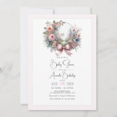 Invitation Pastel Garden Blooms Bow Floral Baby shower (Devant)