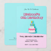Invitation Pastel Gâteau d'anniversaire avec bougies (Devant / Derrière)