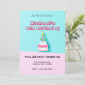 Invitation Pastel Gâteau d'anniversaire avec bougies (Debout devant)