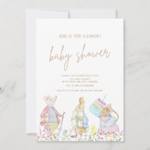 Invitation Pastel Genre Neutre Pierre le Baby shower lapin
