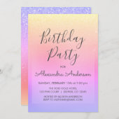 Invitation Pastel Girly Parties scintillant Étincelle N'Impor (Devant / Derrière)