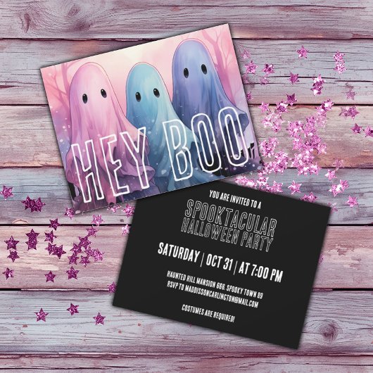 Invitation Pastel Goth Ghosts Fête d'Halloween