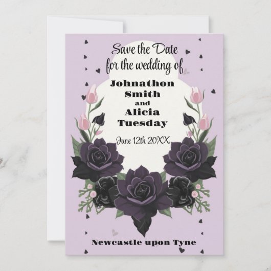 Invitation Pastel Goth Mariage gothique pourpre (Devant)
