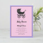 Invitation Pastel Gothic Stroller Baby shower de chauve-souri (Debout devant)