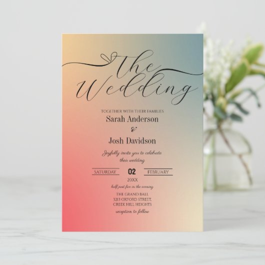 Invitation Pastel Gradient Ombre Script Moderne Mariage photo (Debout devant)