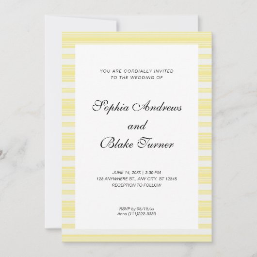 Invitation Pastel Grandes jaunes et blanches Mariage moderne (Devant)