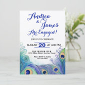 Invitation Pastel Green et Peacock Feathers Engagement Party (Debout devant)
