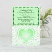 Invitation Pastel Green Raining Hearts Saint Valentin (Debout devant)