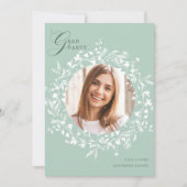 Invitation Pastel Green White Fleur sauvage Wreath Graduation (Devant)