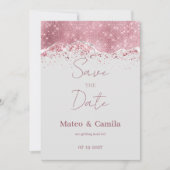 Invitation Pastel gris rose or argent parties scintillant Enr (Devant)