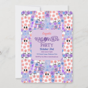 Invitation Pastel Halloween Fantômes Floraux