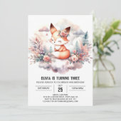 Invitation Pastel Happy Fox Anniversaire numérique (Debout devant)