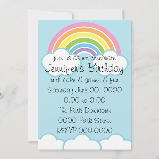 Invitation Pastel Happy Little Rainbow (Devant)