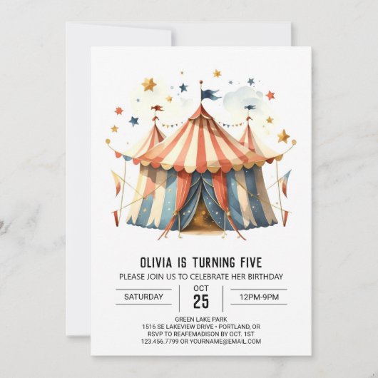 Invitation Pastel Happy Whimsy Circus (Devant)