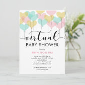 Invitation Pastel Heart Balloons Baby shower virtuel (Debout devant)