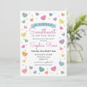 Invitation Pastel Heart Sweetheart February baby shower Girl (Debout devant)