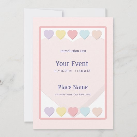 Invitation Pastel Hearts (Devant)