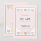 Invitation Pastel Hearts (Devant / Derrière)