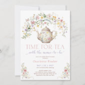 Invitation Pastel Heure Fleur sauvage pour Tea Baby shower Pa (Devant)