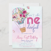 Invitation Pastel Hot Air Ballon Onederday 1er anniversaire (Devant)