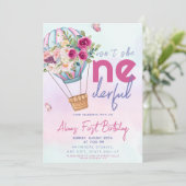 Invitation Pastel Hot Air Ballon Onederday 1er anniversaire (Debout devant)