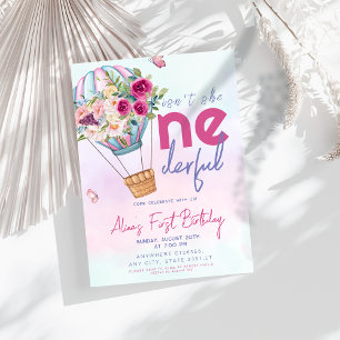 Invitation Pastel Hot Air Ballon Onederday 1er anniversaire