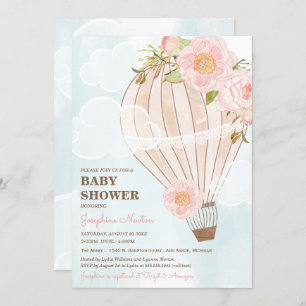 Invitation Pastel Hot Air Balloon Girl Baby shower