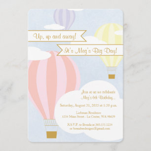 Invitation Pastel Hot Air Balloon Party