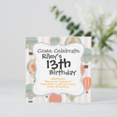 Invitation Pastel Hot Air Balloons Monte Pink Strié Sky (Debout devant)