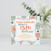 Invitation Pastel Hot Air Balloons se lèvent sur Blue Stripat (Debout devant)