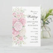 Invitation Pastel hydrangeas and roses Budget Wedding (Debout devant)
