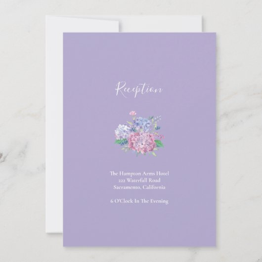 Invitation Pastel Hydrangeas Floral Mariage (Dos)