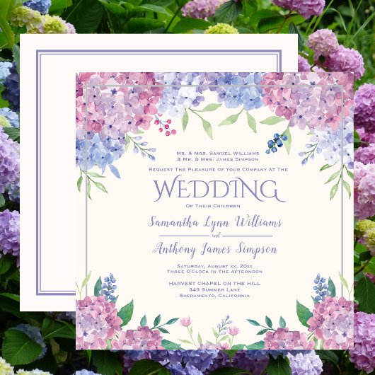 Invitation Pastel Hydrangeas - Mariage Floral